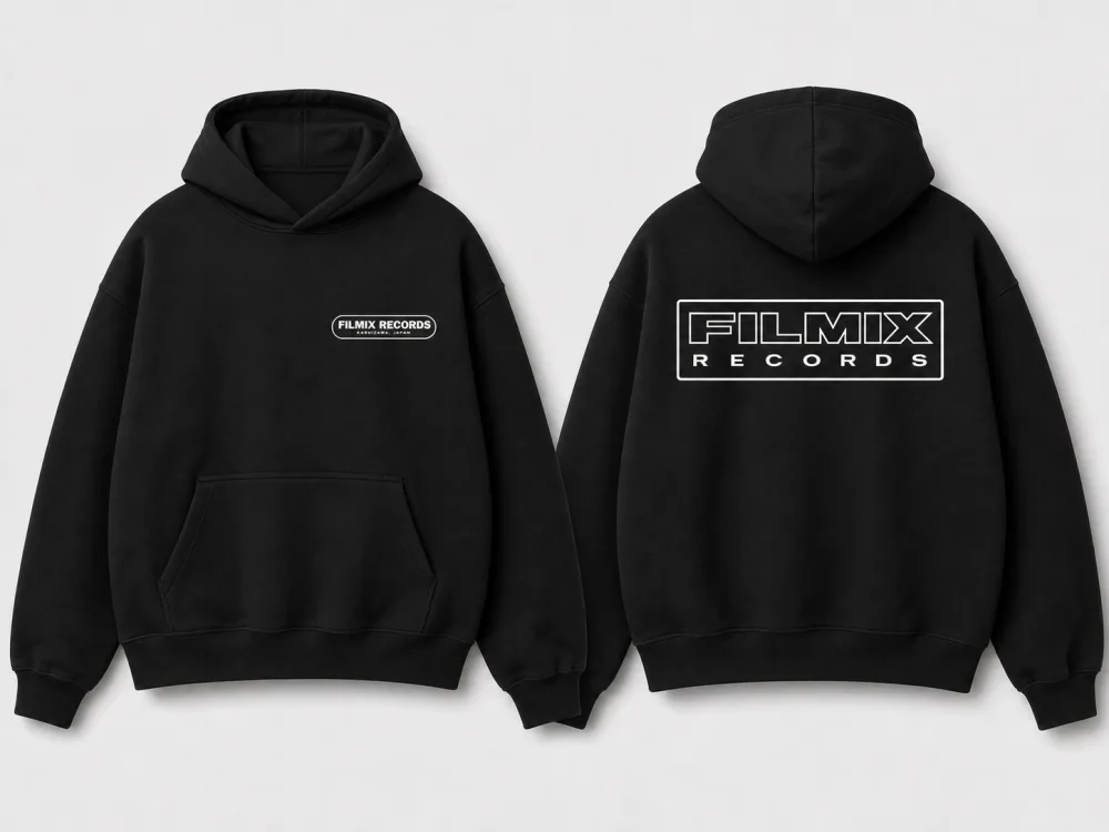 FILMIX RECORDS Core Hoodie — heavyweight black hoodie