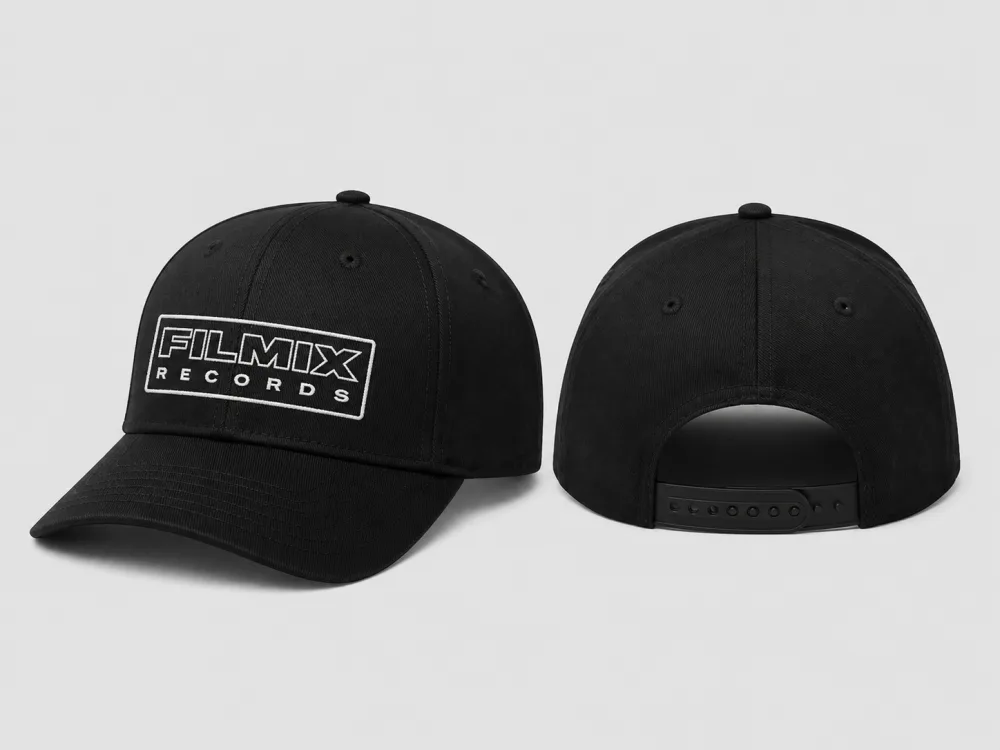 FILMIX RECORDS Logo Cap — six-panel black cap with front mark