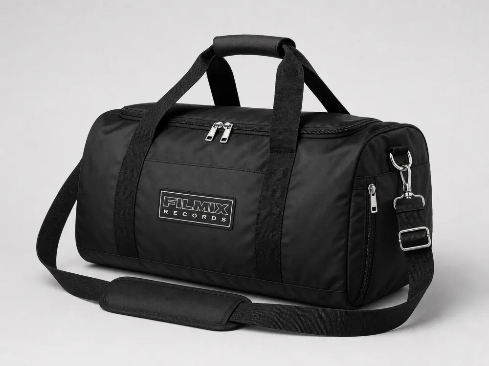 FILMIX RECORDS Duffel Bag — durable all-black duffel